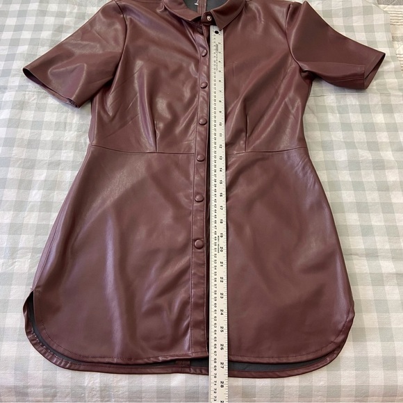 Soaked Faux Leather Brown Mini Dress | Contemporary Western Short Sleeve Small - Picture 9 of 14